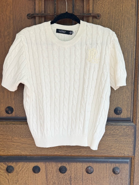Ralph Lauren Sweaters - Ralph Lauren White Cable-Knit Crewneck Sweater Size L